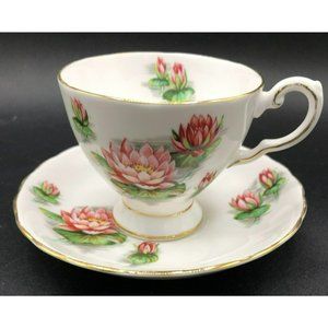 Tuscan Fine Eng. Bone China Birthday July’s Water Lily Cup & Saucer Set #10
